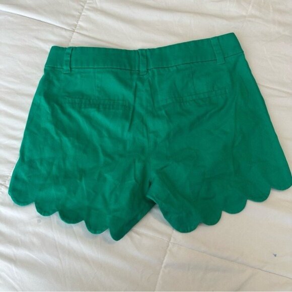 J.Crew Women's Linen Cotton Blend Summer Green Scalloped Hem shorts size 0 - Picture 3 of 10
